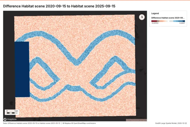 Difference Habitat scene 2020-09-15 to Habitat scene 2025-09-15