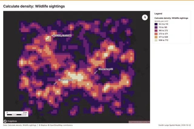Calculate density: Wildlife sightings