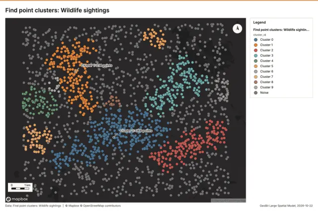 Find point clusters: Wildlife sightings