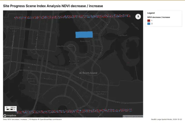 Site Progress Scene Index Analysis NDVI decrease / increase