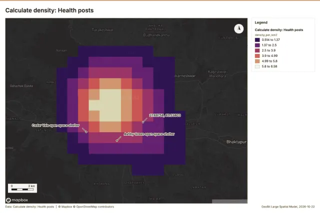 Calculate density: Health posts