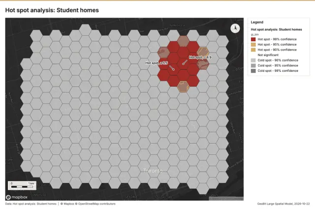 Hot spot analysis: Student homes