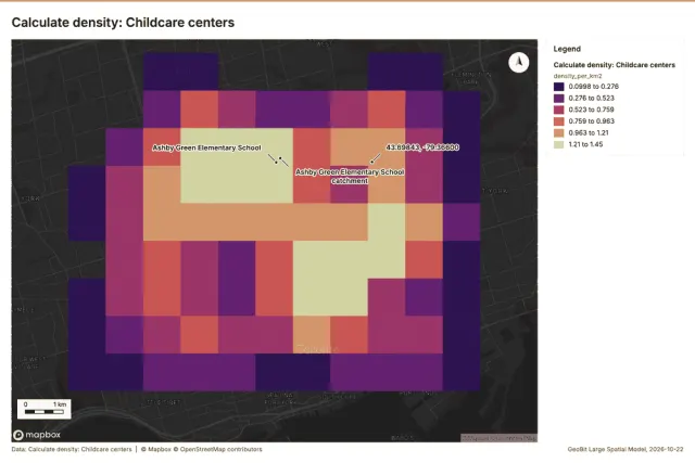 Calculate density: Childcare centers