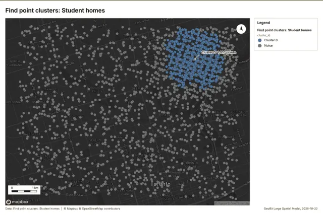 Find point clusters: Student homes