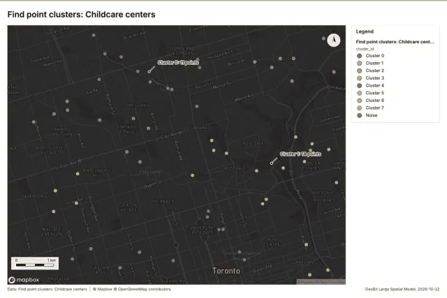 Find point clusters: Childcare centers