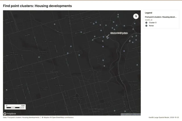 Find point clusters: Housing developments