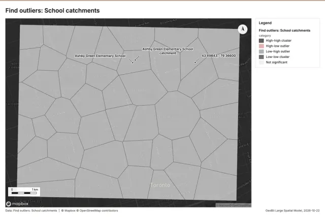 Find outliers: School catchments