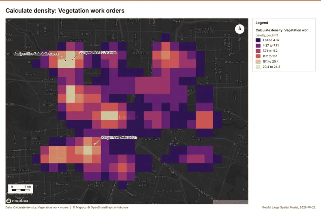 Calculate density: Vegetation work orders