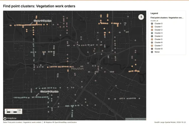 Find point clusters: Vegetation work orders