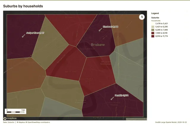 Suburbs by households