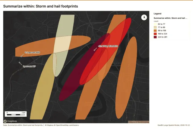 Summarize within: Storm and hail footprints