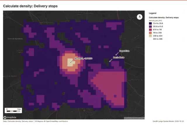 Calculate density: Delivery stops