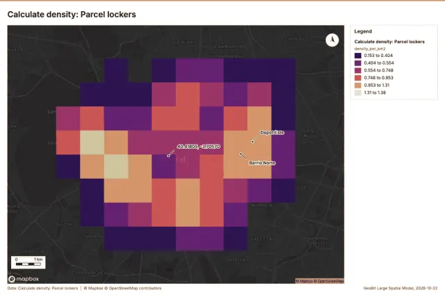 Calculate density: Parcel lockers
