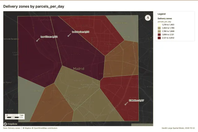 Delivery zones by parcels_per_day