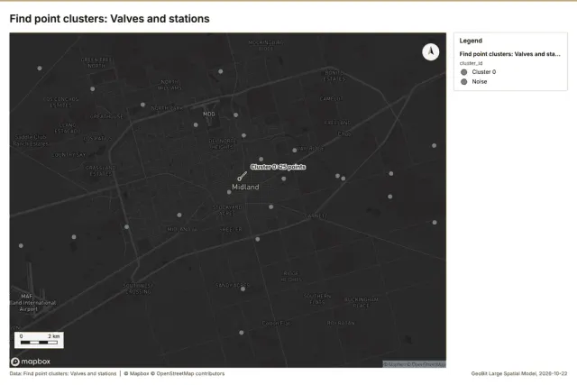 Find point clusters: Valves and stations