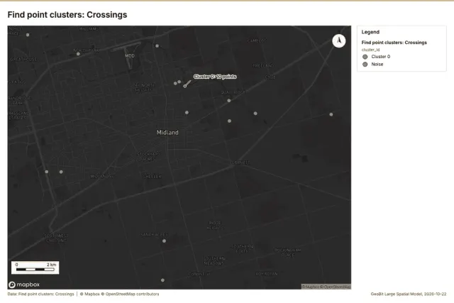 Find point clusters: Crossings