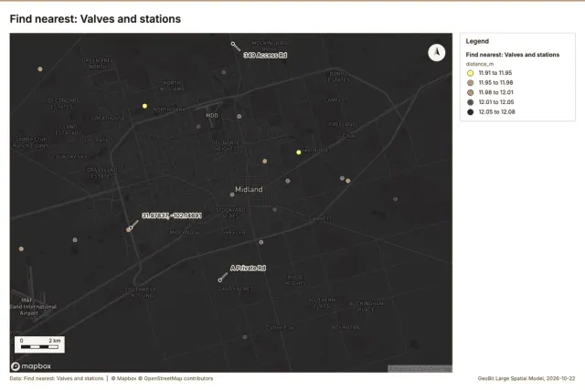 Find nearest: Valves and stations