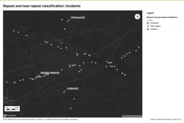 Repeat and near repeat classification: Incidents