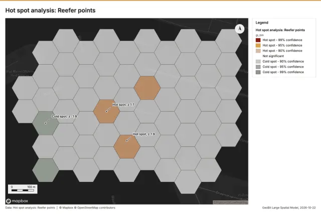 Hot spot analysis: Reefer points