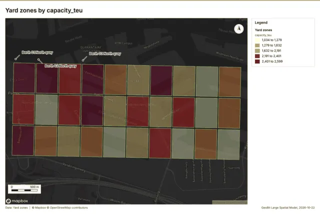 Yard zones by capacity_teu