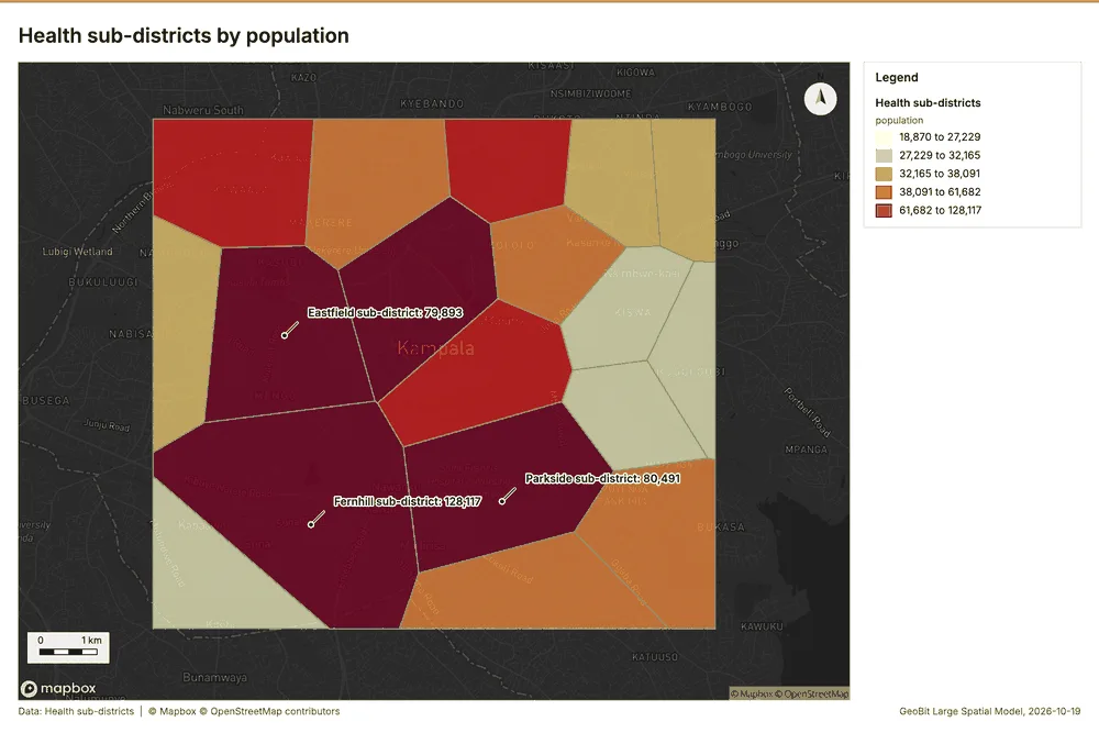 Health sub-districts by population, Public health sample