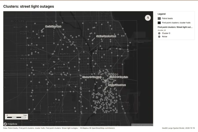 Clusters: street light outages