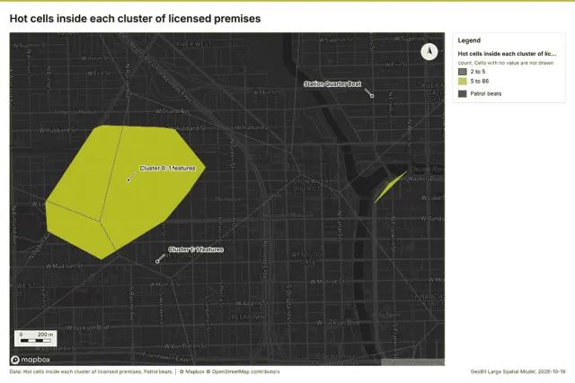 Hot cells inside each cluster of licensed premises
