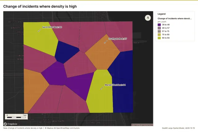 Change of incidents where density is high