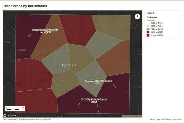 Trade areas by households