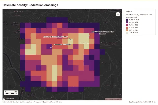 Calculate density: Pedestrian crossings