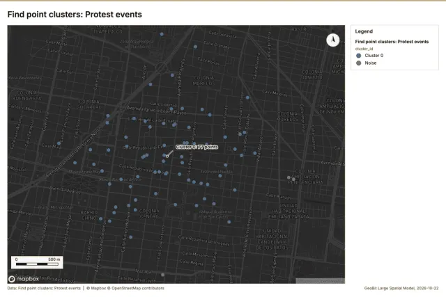 Find point clusters: Protest events