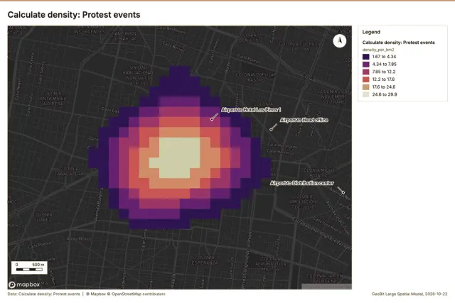 Calculate density: Protest events