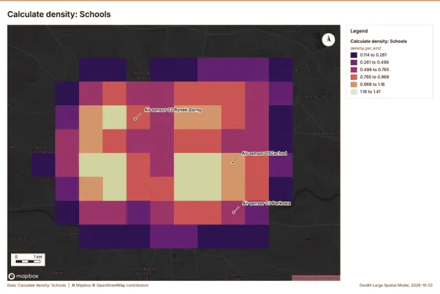Calculate density: Schools