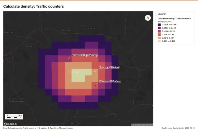 Calculate density: Traffic counters