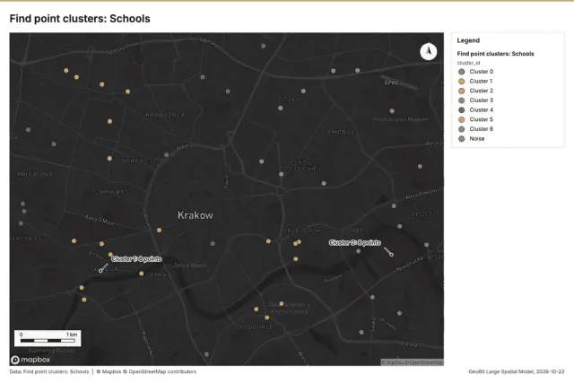 Find point clusters: Schools