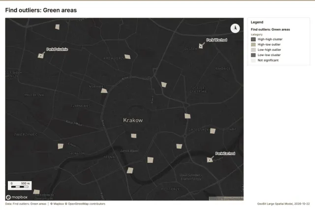 Find outliers: Green areas