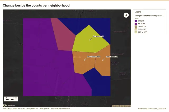 Change beside the counts per neighborhood