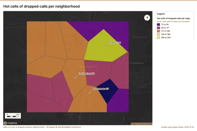 Hot cells of dropped calls per neighborhood