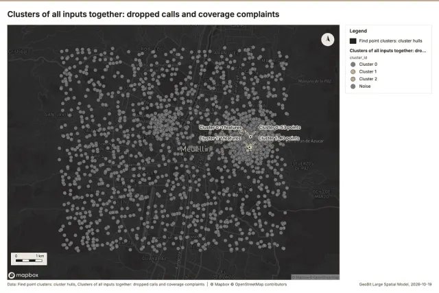 Clusters of all inputs together: dropped calls and coverage complaints