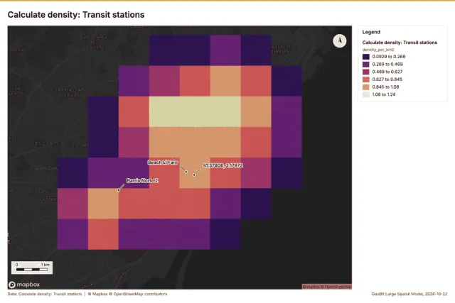Calculate density: Transit stations