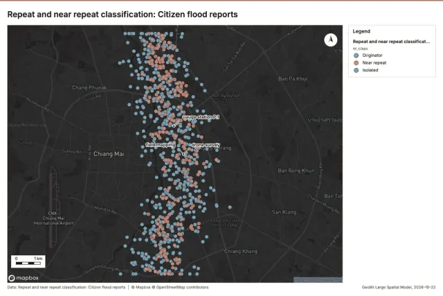 Repeat and near repeat classification: Citizen flood reports