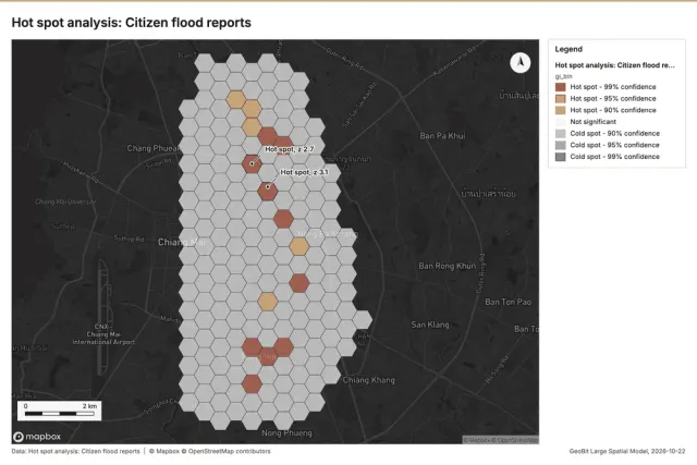 Hot spot analysis: Citizen flood reports