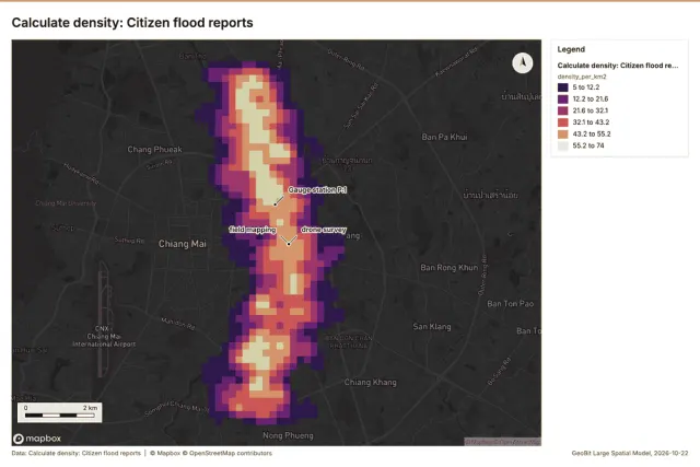 Calculate density: Citizen flood reports