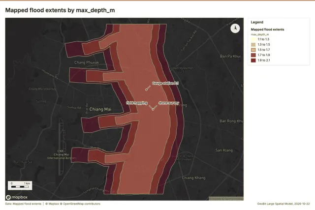 Mapped flood extents by max_depth_m