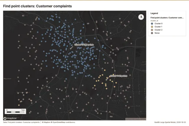 Find point clusters: Customer complaints