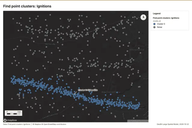 Find point clusters: Ignitions